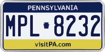 PA license plate MPL8232