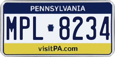 PA license plate MPL8234