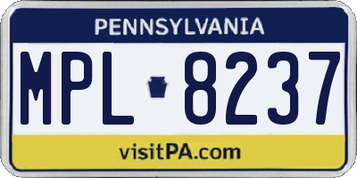 PA license plate MPL8237