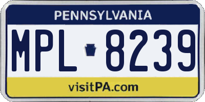PA license plate MPL8239