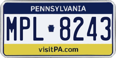 PA license plate MPL8243