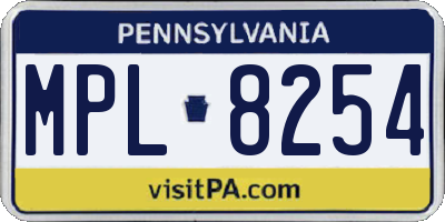 PA license plate MPL8254