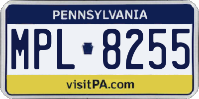 PA license plate MPL8255