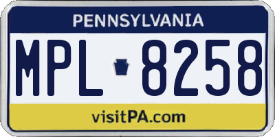 PA license plate MPL8258