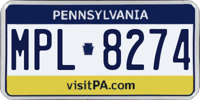 PA license plate MPL8274
