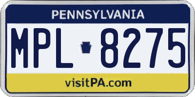 PA license plate MPL8275