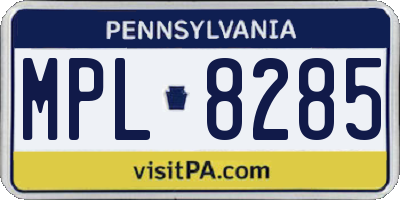PA license plate MPL8285