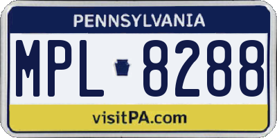 PA license plate MPL8288