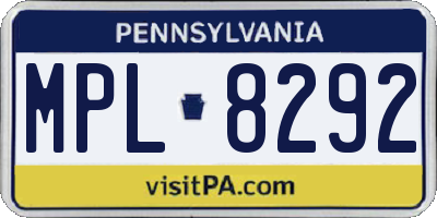 PA license plate MPL8292