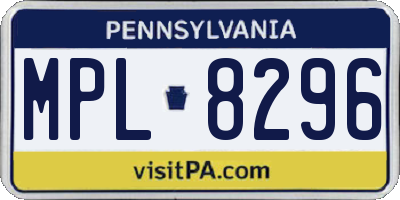 PA license plate MPL8296