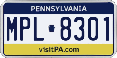 PA license plate MPL8301