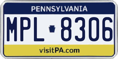 PA license plate MPL8306