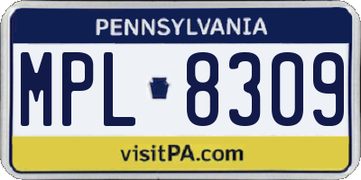 PA license plate MPL8309