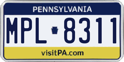 PA license plate MPL8311