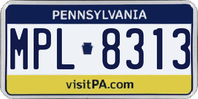 PA license plate MPL8313