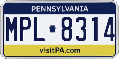 PA license plate MPL8314