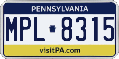 PA license plate MPL8315