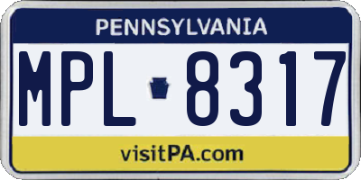 PA license plate MPL8317