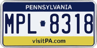 PA license plate MPL8318