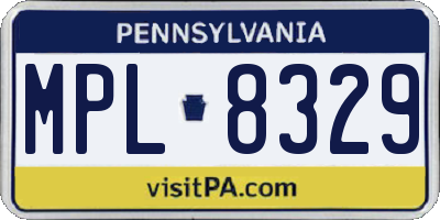 PA license plate MPL8329