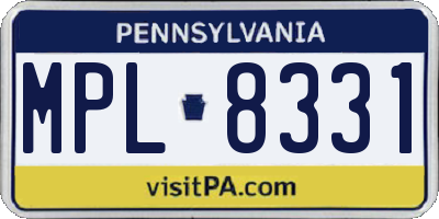 PA license plate MPL8331