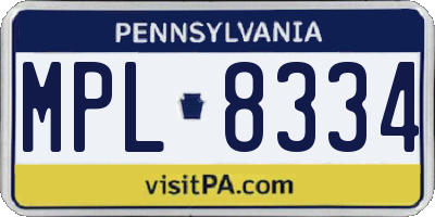 PA license plate MPL8334