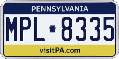 PA license plate MPL8335