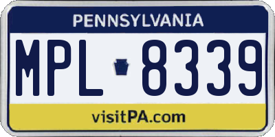 PA license plate MPL8339
