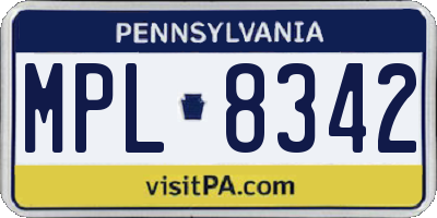 PA license plate MPL8342