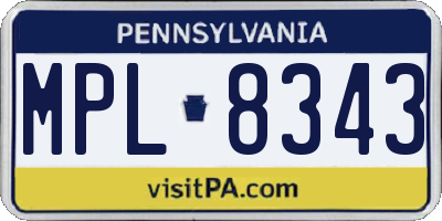 PA license plate MPL8343