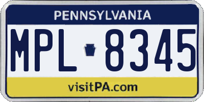PA license plate MPL8345