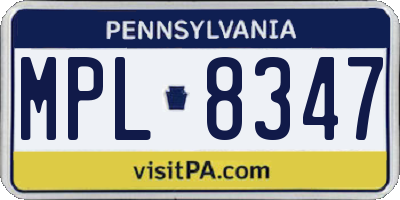 PA license plate MPL8347
