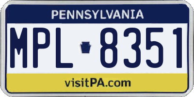 PA license plate MPL8351