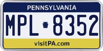 PA license plate MPL8352