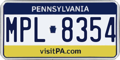PA license plate MPL8354