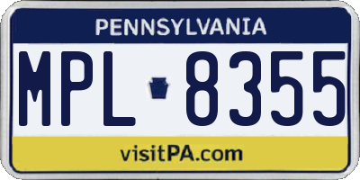 PA license plate MPL8355