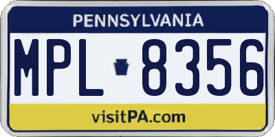 PA license plate MPL8356