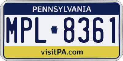 PA license plate MPL8361