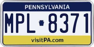 PA license plate MPL8371