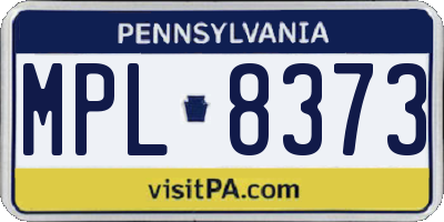 PA license plate MPL8373