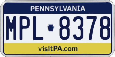 PA license plate MPL8378