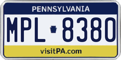 PA license plate MPL8380