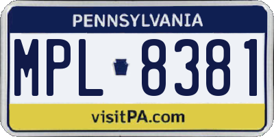 PA license plate MPL8381