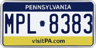 PA license plate MPL8383