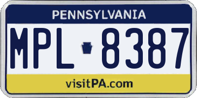 PA license plate MPL8387