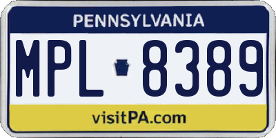 PA license plate MPL8389