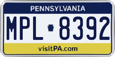 PA license plate MPL8392