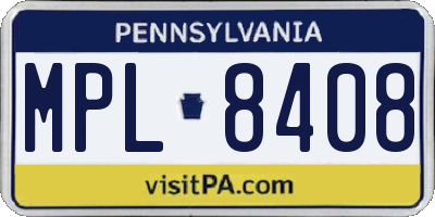 PA license plate MPL8408