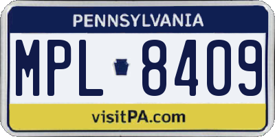PA license plate MPL8409