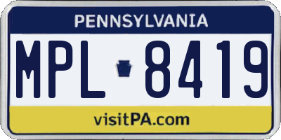 PA license plate MPL8419